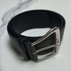 The Tailored Sportsman Black/Gold Belt with Silver Buckle
